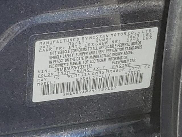 Photo 10 from auction – 2017 NISSAN SENTRA S with VIN 3N1AB7AP7HY337112