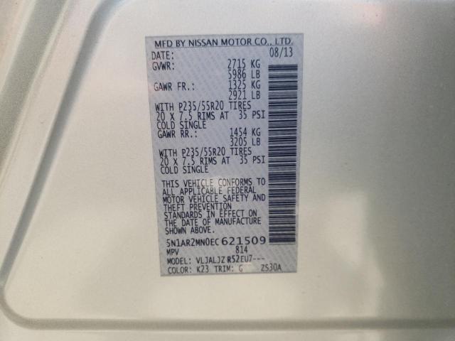 Photo 10 from auction – 2014 NISSAN PATHFINDER with VIN 5N1AR2MN0EC621509