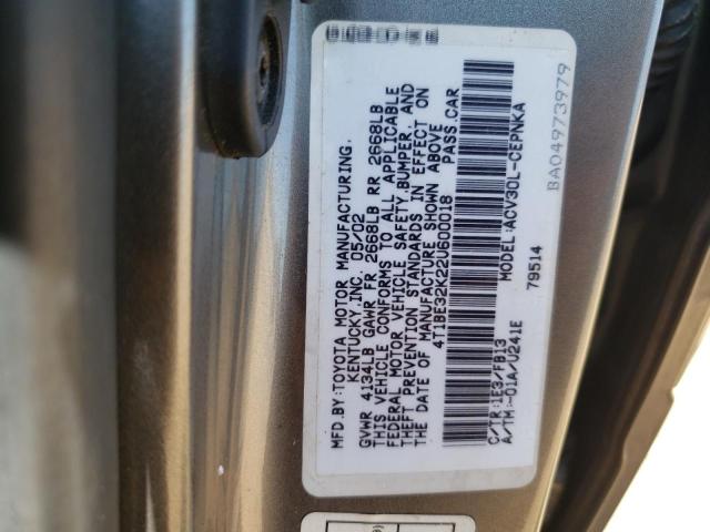 Photo 10 from auction – 2002 TOYOTA CAMRY LE with VIN 4T1BE32K22U600018
