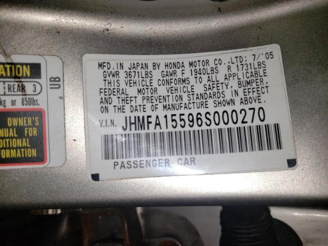Photo 10 from auction – 2006 HONDA CIVIC LX with VIN JHMFA15596S000270