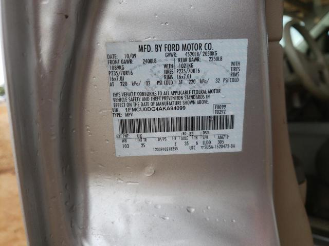 Photo 10 from auction – 2010 FORD ESCAPE XLT with VIN 1FMCU0DG4AKA94099