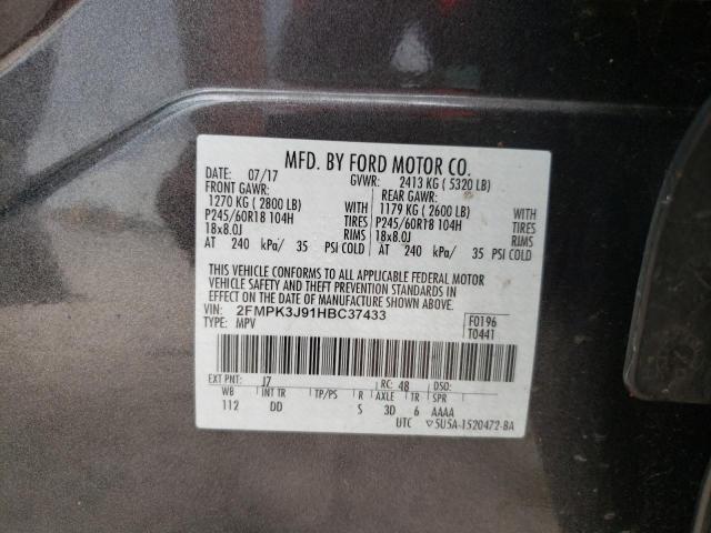Photo 10 from auction – 2017 FORD EDGE SEL with VIN 2FMPK3J91HBC37433