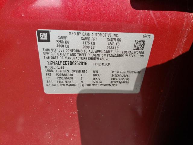 Photo 10 from auction – 2011 CHEVROLET EQUINOX LT with VIN 2CNALFEC7B6262816