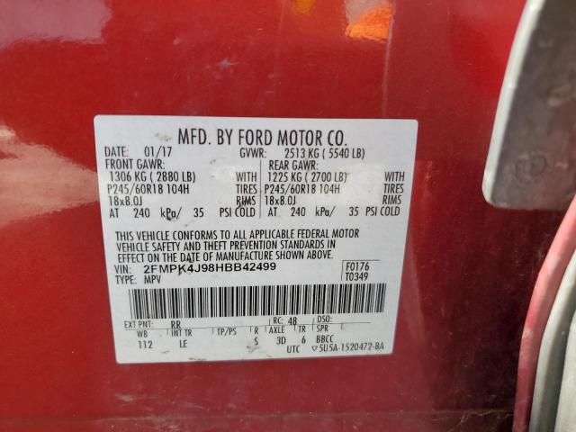 Photo 10 from auction – 2017 FORD EDGE SEL with VIN 2FMPK4J98HBB42499
