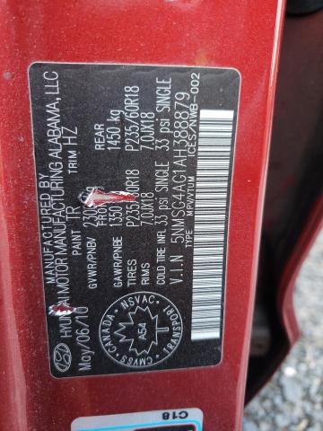 Photo 10 from auction – 2010 HYUNDAI SANTA FE with VIN 5NMSG4AG1AH388879