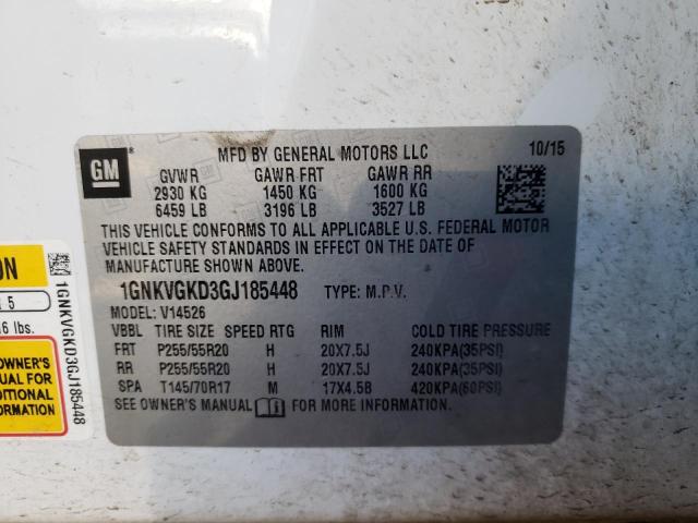 Photo 10 from auction – 2016 CHEVROLET TRAVERSE L with VIN 1GNKVGKD3GJ185448
