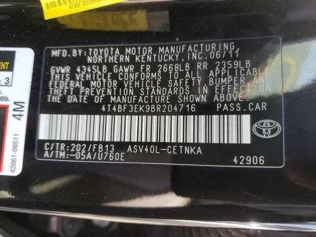 Фото 10 с аукциона – 2011 TOYOTA CAMRY BASE с VIN 4T4BF3EK9BR204716