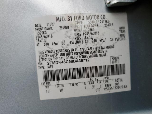 Photo 10 from auction – 2008 FORD EDGE SEL with VIN 2FMDK48C58BA36712