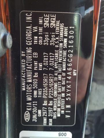 Photo 10 from auction – 2012 KIA SORENTO BA with VIN 5XYKT4A66CG216301