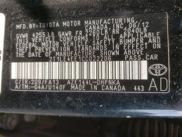 Photo 10 from auction – 2012 TOYOTA COROLLA MA with VIN 2T1LE4EE1CC022206