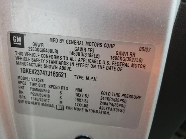 Photo 10 from auction – 2007 GMC ACADIA SLT with VIN 1GKEV23747J165621