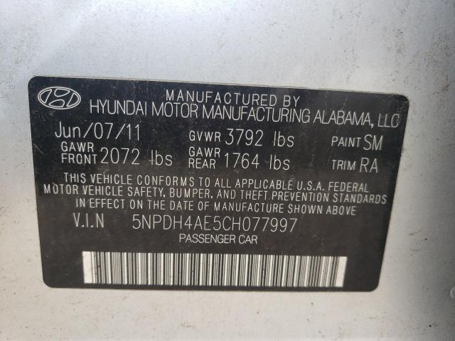 Photo 10 from auction – 2012 HYUNDAI ELANTRA GL with VIN 5NPDH4AE5CH077997