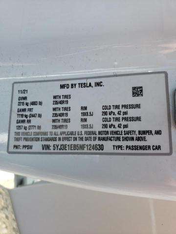 Photo 10 from auction – 2022 TESLA MODEL 3 with VIN 5YJ3E1EB5NF124630
