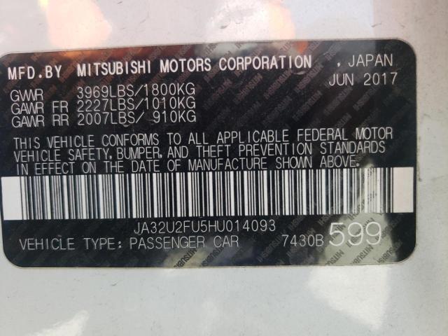 Photo 10 from auction – 2017 MITSUBISHI LANCER ES with VIN JA32U2FU5HU014093