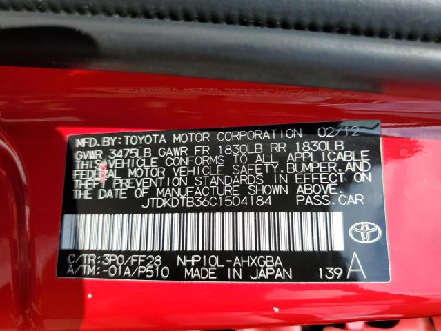 Photo 10 from auction – 2012 TOYOTA PRIUS C with VIN JTDKDTB36C1504184
