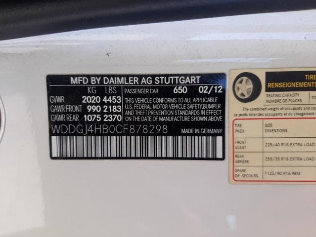 Photo 10 from auction – 2012 MERCEDES-BENZ C 250 with VIN WDDGJ4HB0CF878298