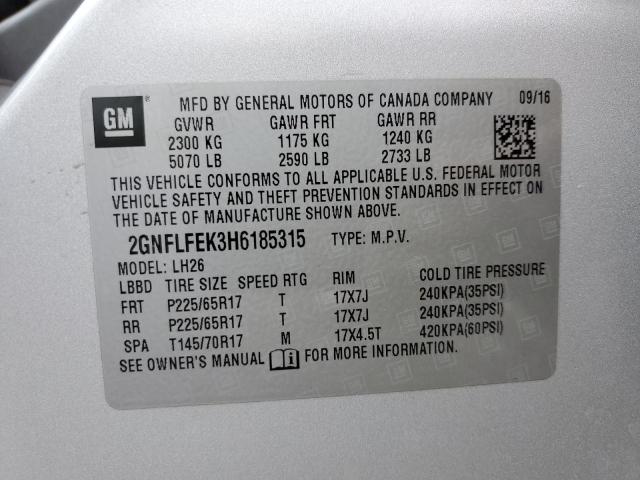 Photo 10 from auction – 2017 CHEVROLET EQUINOX LT with VIN 2GNFLFEK3H6185315