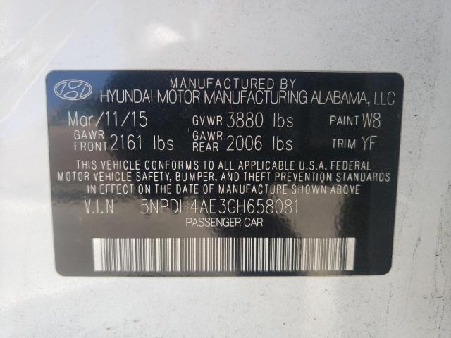 Photo 10 from auction – 2016 HYUNDAI ELANTRA SE with VIN 5NPDH4AE3GH658081