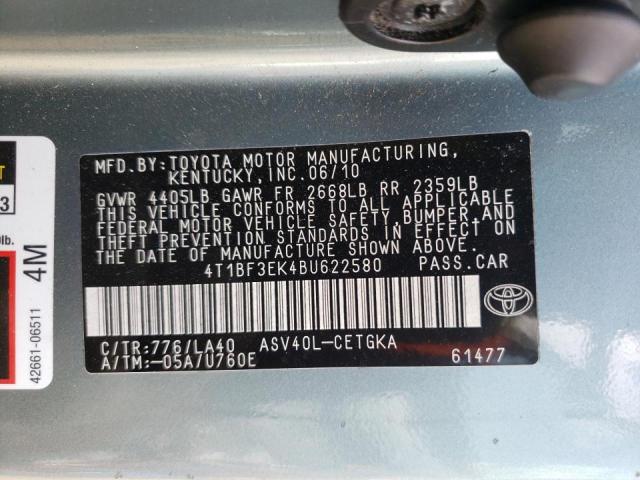 Photo 10 from auction – 2011 TOYOTA CAMRY BASE with VIN 4T1BF3EK4BU622580