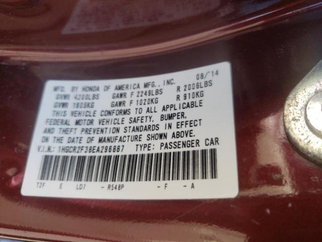 Photo 10 from auction – 2014 HONDA ACCORD LX with VIN 1HGCR2F38EA296887