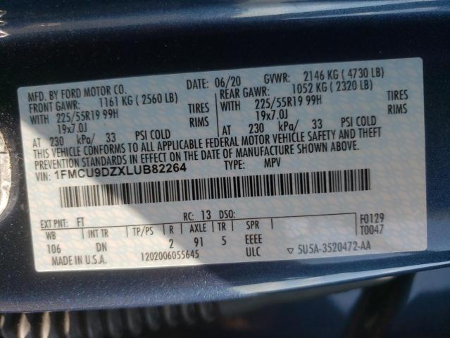 Photo 10 from auction – 2020 FORD ESCAPE TIT with VIN 1FMCU9DZXLUB82264
