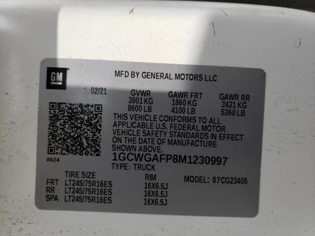Photo 10 from auction – 2021 CHEVROLET EXPRESS G2 with VIN 1GCWGAFP8M1230997