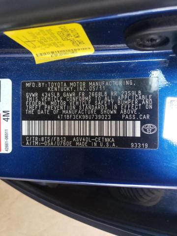 Photo 10 from auction – 2011 TOYOTA CAMRY BASE with VIN 4T1BF3EK9BU739023
