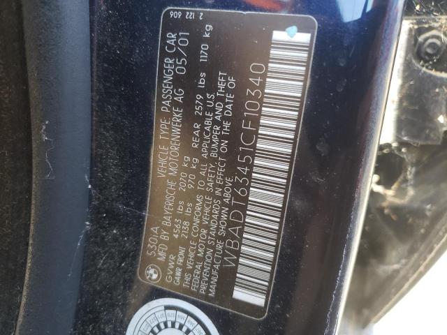 Photo 10 from auction – 2001 BMW 5 SERIES with VIN WBADT63451CF10340