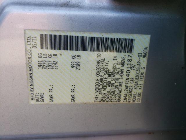 Photo 10 from auction – 2012 NISSAN ALTIMA BAS with VIN 1N4AL2AP7CN401187