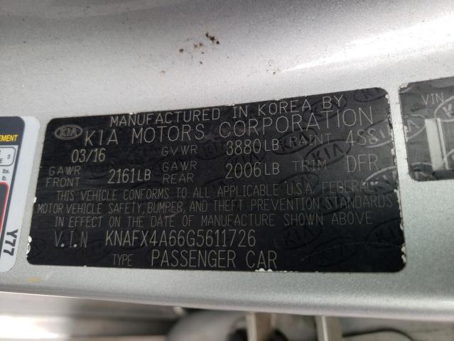 Photo 10 from auction – 2016 KIA FORTE LX with VIN KNAFX4A66G5611726