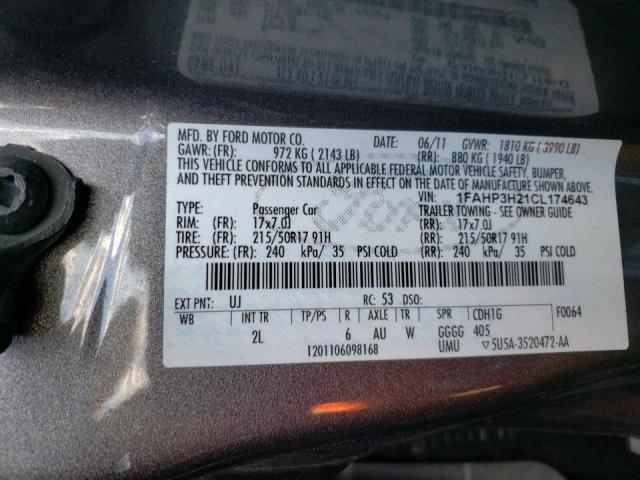 Photo 10 from auction – 2012 FORD FOCUS SEL with VIN 1FAHP3H21CL174643