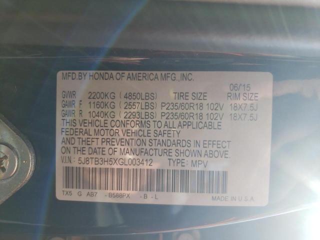 Photo 10 from auction – 2016 ACURA RDX TECHNO with VIN 5J8TB3H5XGL003412