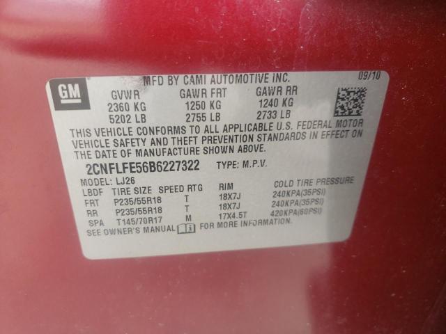 Photo 10 from auction – 2011 CHEVROLET EQUINOX LT with VIN 2CNFLFE56B6227322