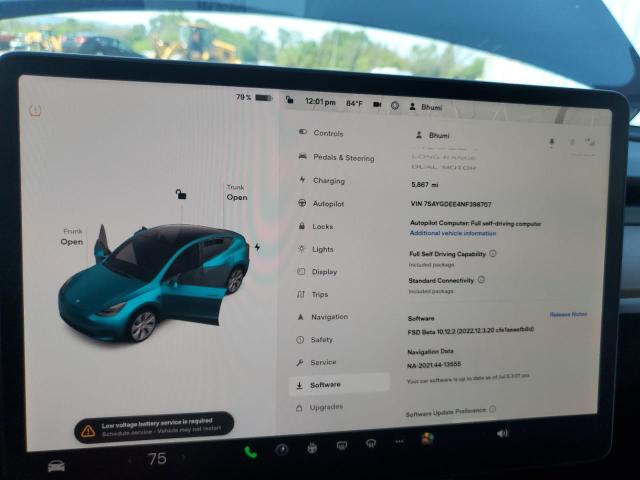 Photo 8 from auction – 2022 TESLA MODEL Y with VIN 7SAYGDEE4NF398707