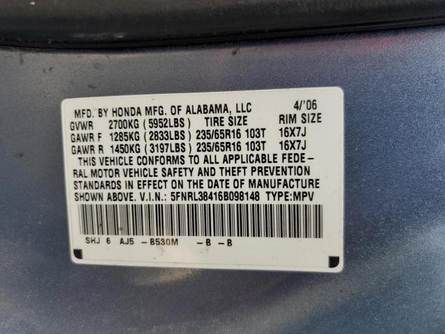 Photo 10 from auction – 2006 HONDA ODYSSEY EX with VIN 5FNRL38416B098148