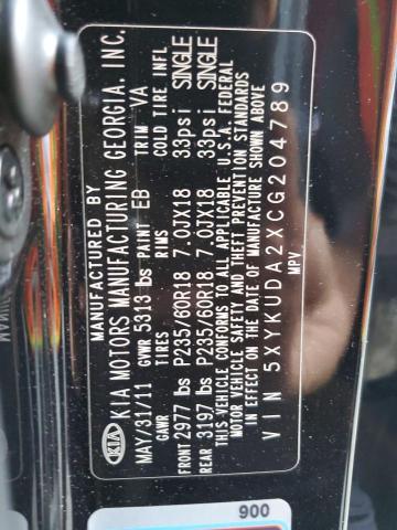 Photo 10 from auction – 2012 KIA SORENTO EX with VIN 5XYKUDA2XCG204789