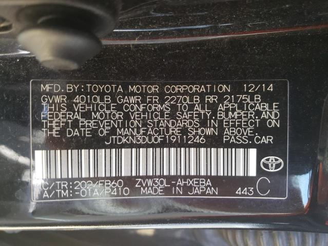 Photo 10 from auction – 2015 TOYOTA PRIUS with VIN JTDKN3DU0F1911246