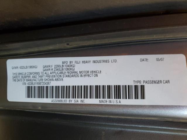 Photo 10 from auction – 2008 SUBARU LEGACY 2.5 with VIN 4S3BL616987204367