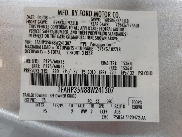 Photo 10 from auction – 2008 FORD FOCUS with VIN 1FAHP35N88W241307
