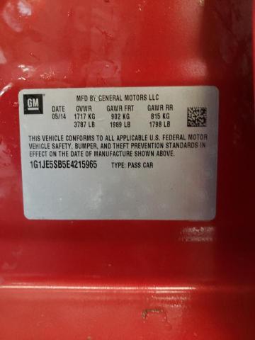 Photo 10 from auction – 2014 CHEVROLET SONIC LTZ with VIN 1G1JE5SB5E4215965