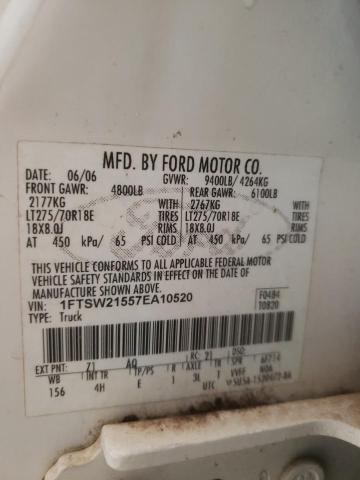 Photo 10 from auction – 2007 FORD F250 SUPER with VIN 1FTSW21557EA10520