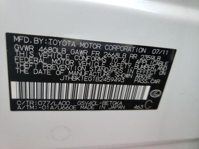 Photo 10 from auction – 2011 LEXUS ES 350 with VIN JTHBK1EG1B2459493