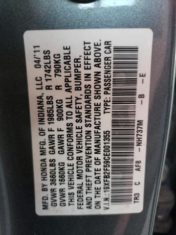 Photo 10 from auction – 2012 HONDA CIVIC LX with VIN 19XFB2F59CE001355