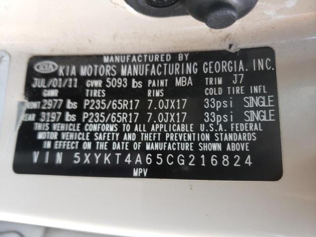 Photo 10 from auction – 2012 KIA SORENTO BA with VIN 5XYKT4A65CG216824