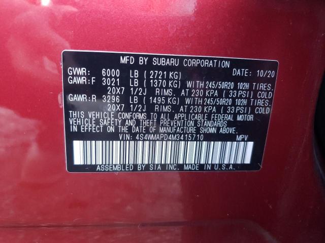 Фото 10 с аукциона – 2021 SUBARU ASCENT LIM с VIN 4S4WMAPD4M3415710