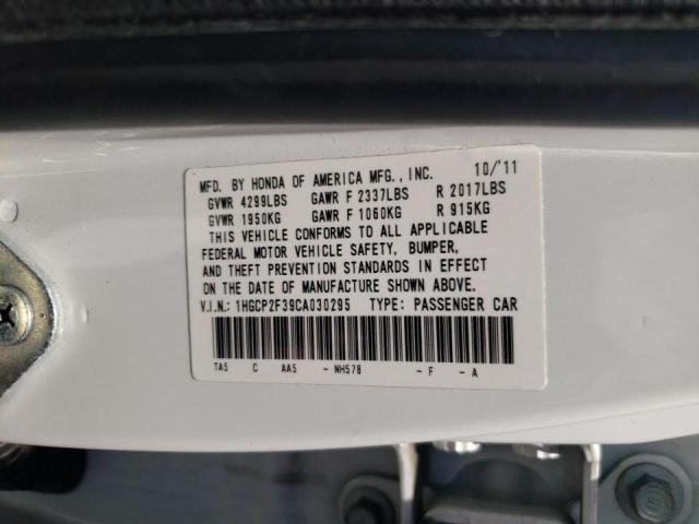 Photo 10 from auction – 2012 HONDA ACCORD LX with VIN 1HGCP2F39CA030295