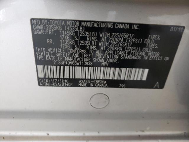 Photo 10 from auction – 2011 TOYOTA RAV4 with VIN 2T3BF4DV6BW113938