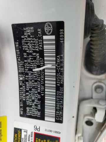 Photo 10 from auction – 2012 TOYOTA CAMRY BASE with VIN 4T1BF1FK8CU121857