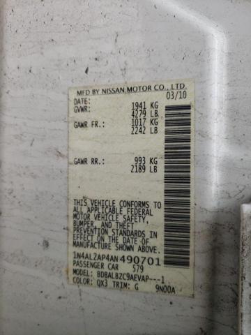 Photo 10 from auction – 2010 NISSAN ALTIMA BAS with VIN 1N4AL2AP4AN490701