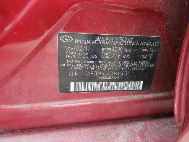 Photo 10 from auction – 2012 HYUNDAI SONATA GLS with VIN 5NPEB4AC2CH410631